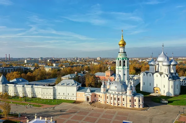 Autunno Vologda Cremlino Drone Vista Dall Alto Russia Religione Chiesa — Foto Stock