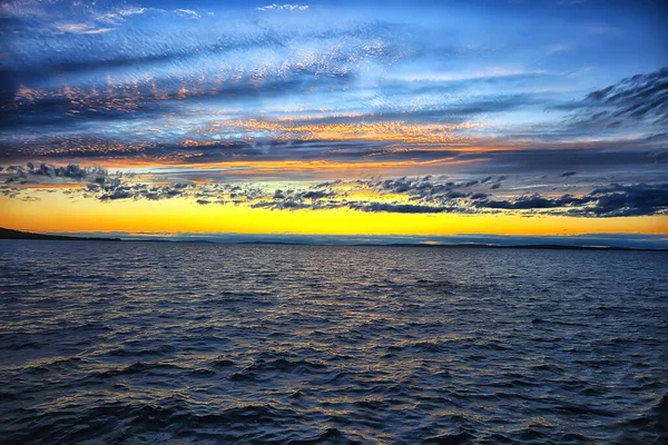 Zomer Zonsondergang Meer Natuur Prachtige Hemel — Stockfoto