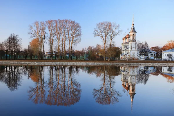Kerk Rivier Panorama Vologda Landschap Orthodoxie Toerisme Rusland — Stockfoto