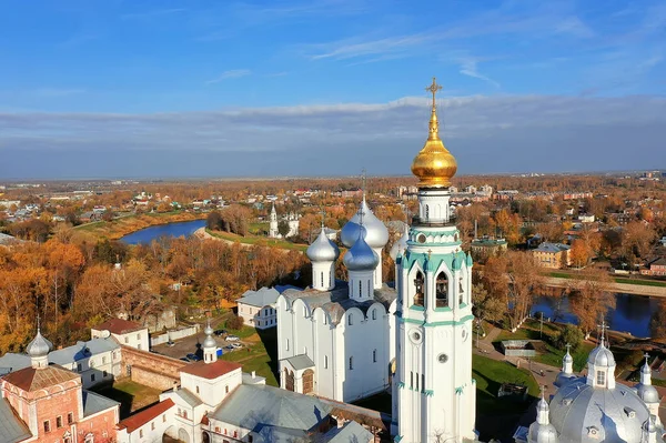 Outono Vologda Kremlin Drone Vista Superior Religião Russa Igreja Cristã — Fotografia de Stock