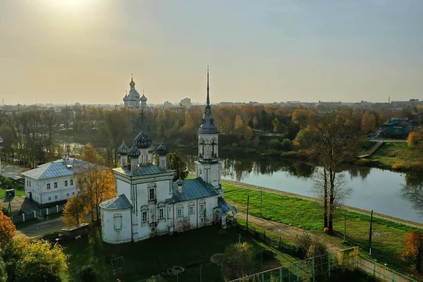 Autunno Vologda Cremlino Drone Vista Dall Alto Russia Religione Chiesa — Foto Stock