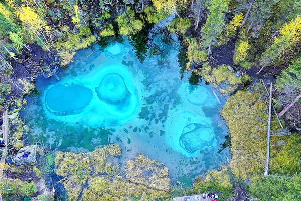Geyser Lago Altai Vista Aérea Partir Drone Paisagem Lago Azul — Fotografia de Stock