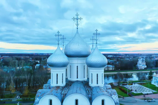 Höst Vologda Kreml Drönare Ovanifrån Ryssland Religion Kristen Kyrka — Stockfoto