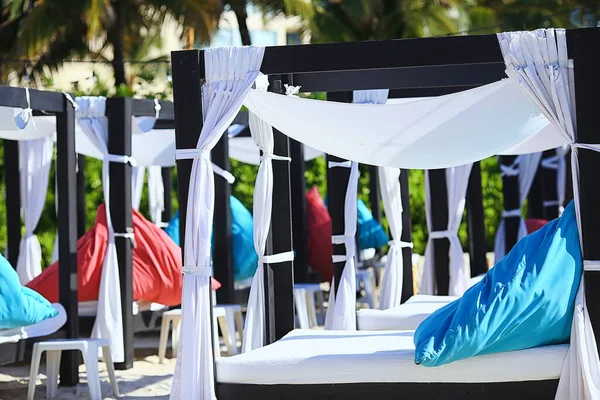 México Praia Caribenha Hotel Espreguiçadeiras Pelo Mar Férias — Fotografia de Stock