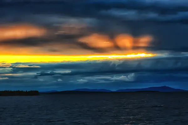Matahari Terbenam Danau Musim Panas Alam Langit Yang Indah — Stok Foto