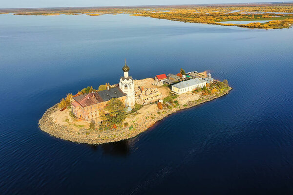 monastery on the island spas kamenny, orthodox church lake kubenskoe vologda region russian north
