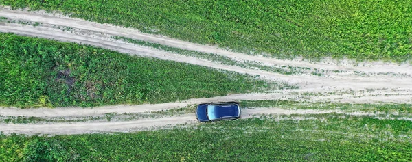 Sommer Straße Draufsicht Drohne Natur Landschaft Hintergrund — Stockfoto