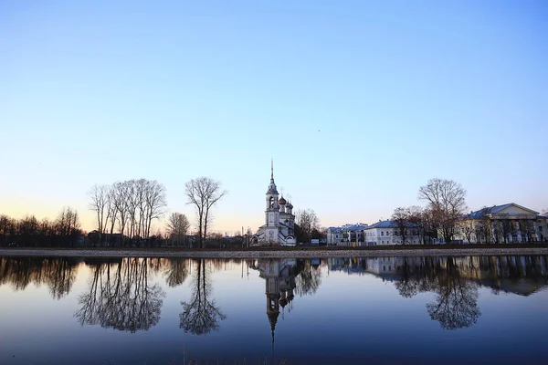 Igreja Rio Panorama Vologda Paisagem Ortodoxia Turismo Rússia — Fotografia de Stock