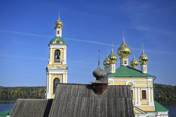 Cidade Ples Volga Igreja Paisagem Vista Histórica Ortodoxia Arquitetura — Fotografia de Stock