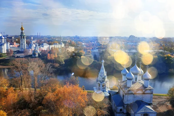 Otoño Vologda Kremlin Drone Vista Superior Rusia Religión Iglesia Cristiana — Foto de Stock