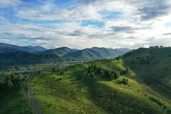 Altai Mountains Panorama View Drone Hill Nature View Russia Landscape — Stock Photo, Image