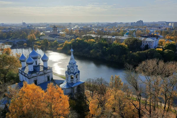 Herfst Vologda Kremlin Drone Top View Russische Religie Christelijke Kerk — Stockfoto
