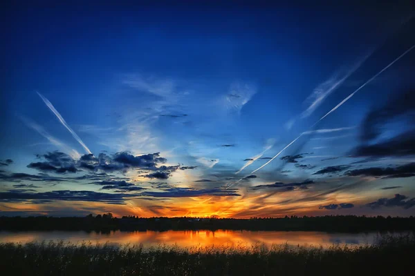 Summer Sunset Lake Nature Beautiful Sky — Stock Photo, Image