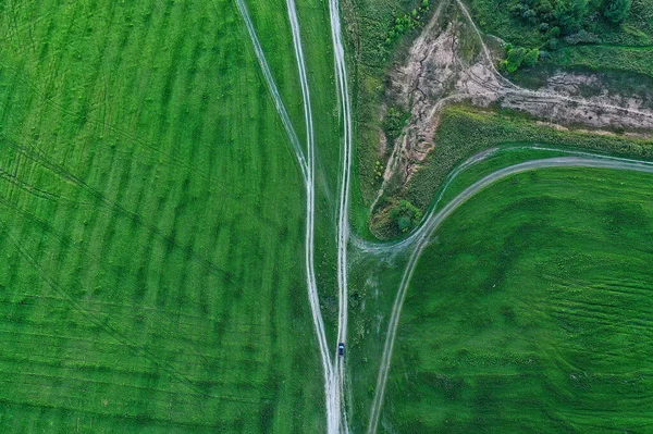 Sommer Straße Draufsicht Drohne Natur Landschaft Hintergrund — Stockfoto