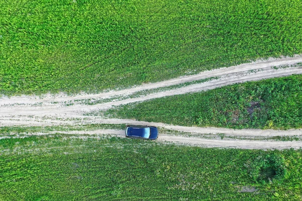 Sommer Straße Draufsicht Drohne Natur Landschaft Hintergrund — Stockfoto