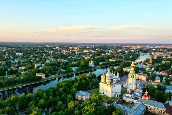 Φθινόπωρο Vologda Kremlin Drone Top View Ρωσία Θρησκεία Χριστιανική Εκκλησία — Φωτογραφία Αρχείου