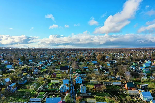 Russia Piccole Case Giardini Giardinaggio Drone Vista Dacia — Foto Stock