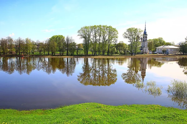 Igreja Rio Panorama Vologda Paisagem Ortodoxia Turismo Rússia — Fotografia de Stock