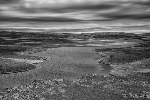 Sombrío Negro Blanco Paisaje Cielo Nubes — Foto de Stock