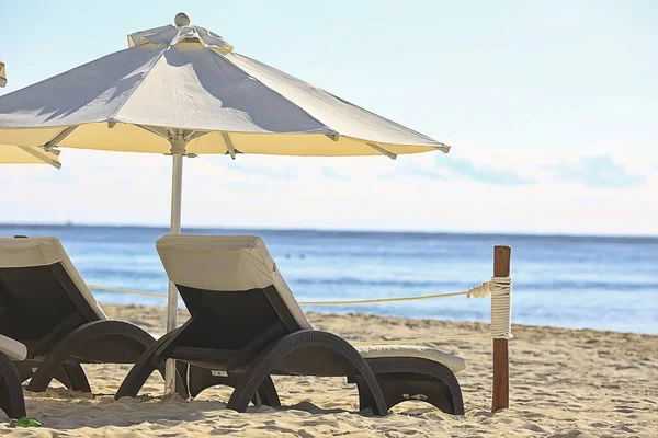 Mexico Caribbean Strand Hotel Ligstoelen Aan Zee Vakantie — Stockfoto