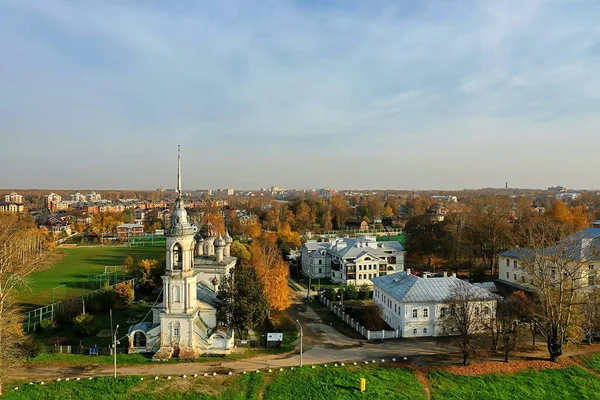 Φθινόπωρο Vologda Kremlin Drone Top View Ρωσία Θρησκεία Χριστιανική Εκκλησία — Φωτογραφία Αρχείου