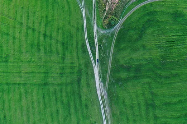 summer road top view drone, nature landscape background