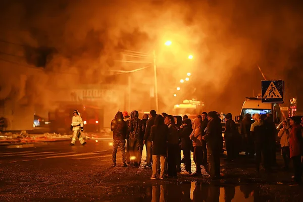 Vologda Oroszország Szeptember Éjszakai Tűz Városban Látvány Emberekkel Drámai Tragédia — Stock Fotó