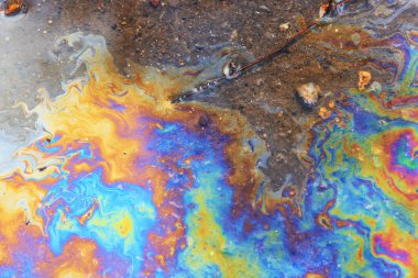 çok renkli benekli benzin soyut arka plan, su üzerindeki soyut petrol sızıntısı