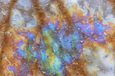 çok renkli benekli benzin soyut arka plan, su üzerindeki soyut petrol sızıntısı