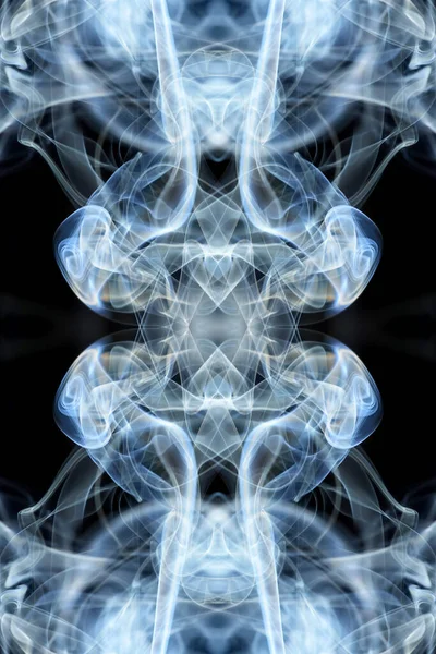 抽象的なグラフィックブラックブルーフラクタル反射シンボルデザイン効果瞑想の背景 — ストック写真