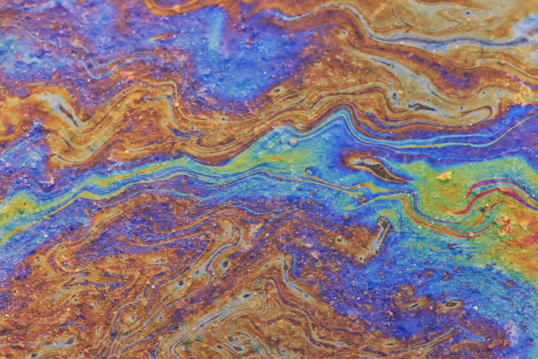 Spilled Gasoline Rainbow Background Industrial Hazard Spill Pollution Abstract Texture — Stock Photo, Image