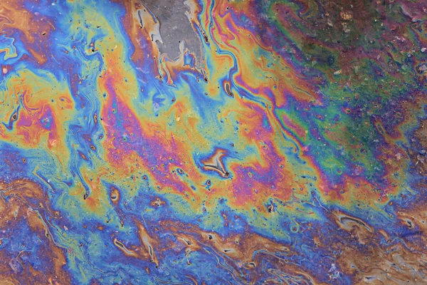 Разноцветный Точечный Бензин Абстрактный Фон Абстрактный Разлив Нефти Воде — стоковое фото