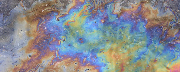 Multicolored Spot Gasoline Abstract Background Abstract Oil Spill Water — Stock Photo, Image