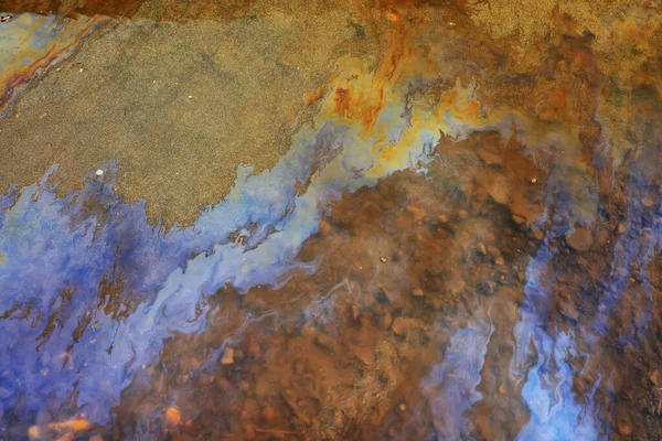 Різнокольоровий Пляма Бензиновий Абстрактний Фон Абстрактний Розлив Нафти Воді — стокове фото