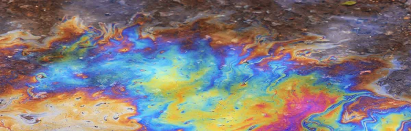 Multicolored Spot Gasoline Abstract Background Abstract Oil Spill Water — Stock Photo, Image