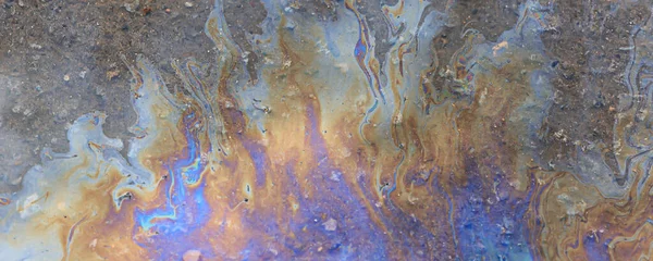 Spilled Gasoline Rainbow Background Industrial Hazard Spill Pollution Abstract Texture — Stock Photo, Image