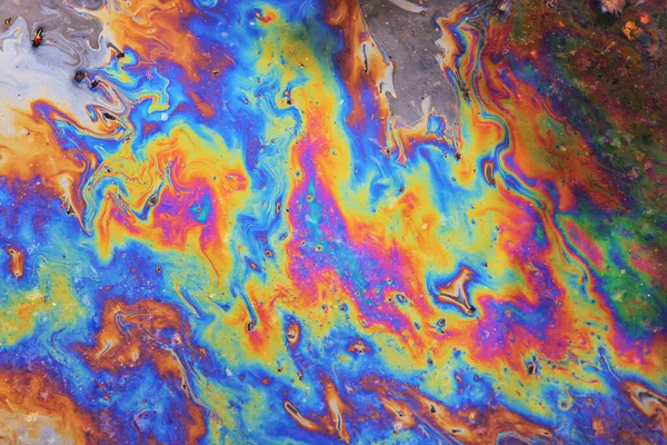 Разноцветный Точечный Бензин Абстрактный Фон Абстрактный Разлив Нефти Воде — стоковое фото