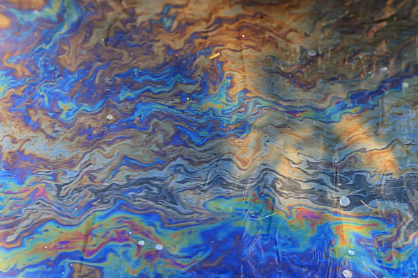 Spilled Gasoline Rainbow Background Industrial Hazard Spill Pollution Abstract Texture — Stock Photo, Image