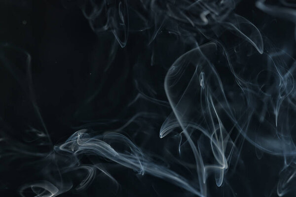 Texture smoke black background, bract air waves fog