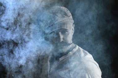 hippi adam uzun bıyık stili yüz klasik berber dükkanı modası