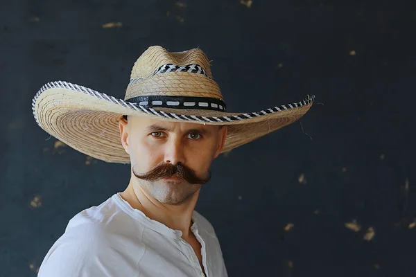 Vintage Mustasch Sambrero Hatt Mexikanska Macho Hatt — Stockfoto