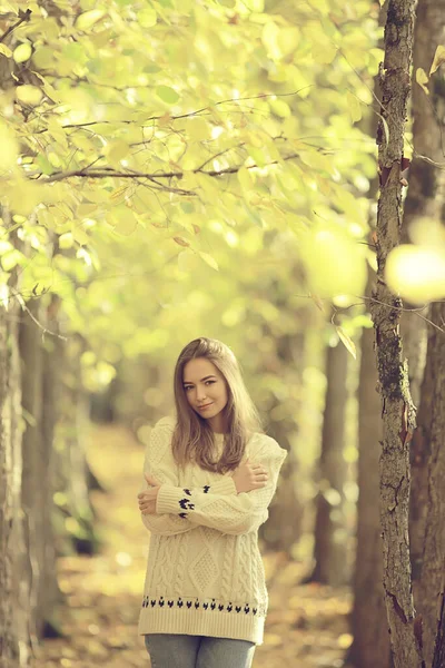 Autunno Parco Passeggiata Femminile Freddo Stile Vita All Aperto Settembre — Foto Stock