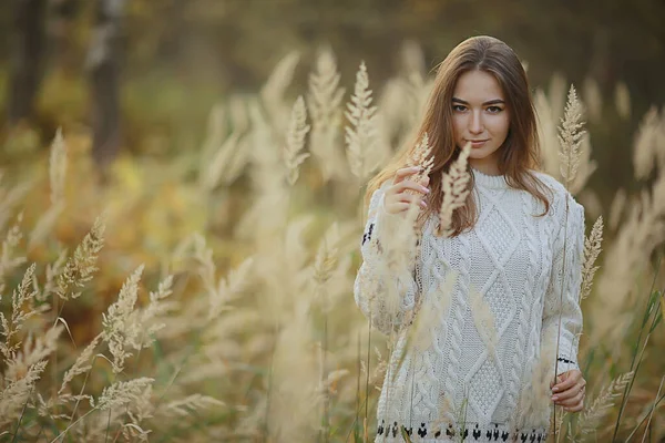 Suéter Niña Otoño Estilo Vida Punto Parque Aspecto Atractivo — Foto de Stock