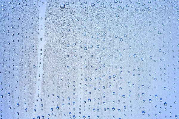 Gotas Vidrio Fondo Azul Abstracto Transparente Salpicaduras Agua Fondo Frío —  Fotos de Stock