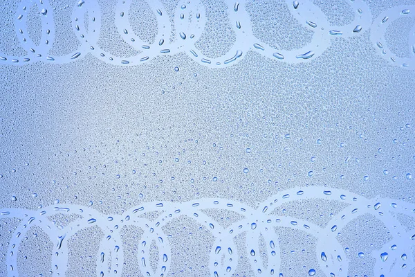 Σταγόνες Γυάλινο Μπλε Φόντο Αφηρημένη Διαφανές Κρύο Νερό Πιτσιλιές Φόντο — Φωτογραφία Αρχείου