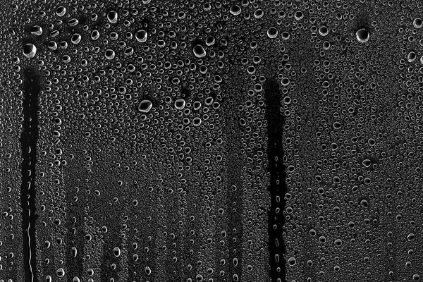 Pozadí Voda Kapky Černé Sklo Plná Velikost Fotografie Překrytí Vrstva — Stock fotografie