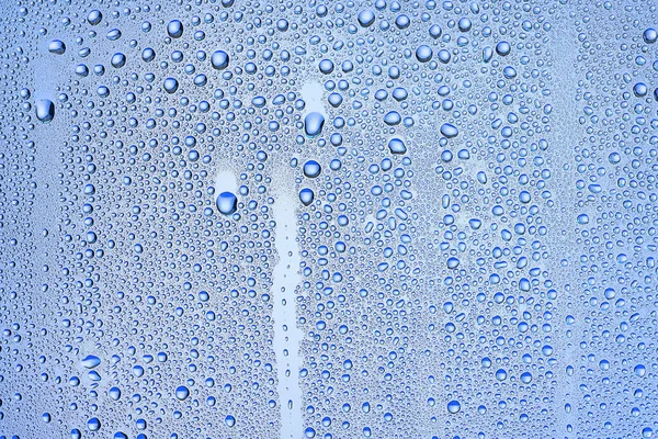 Gotas Vidrio Fondo Azul Abstracto Transparente Salpicaduras Agua Fondo Frío —  Fotos de Stock