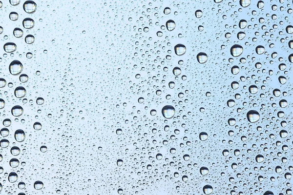 Gotas Vidro Azul Fundo Abstrato Transparente Frio Fundo Respingos Água — Fotografia de Stock