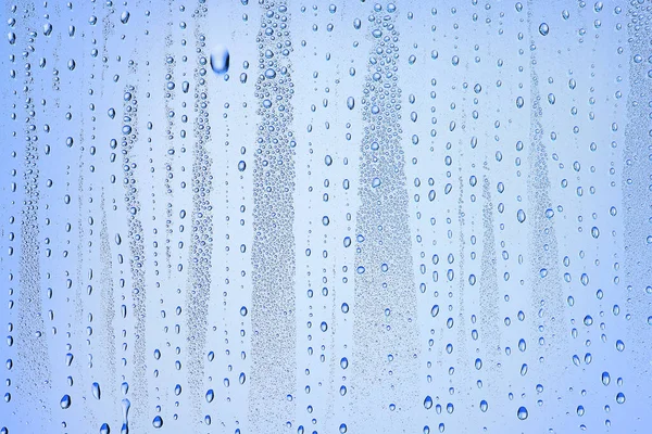 Gotas Vidro Azul Fundo Abstrato Transparente Frio Fundo Respingos Água — Fotografia de Stock