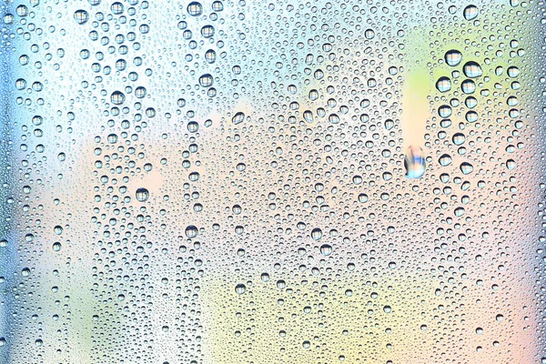 水滴玻璃蓝色背景抽象 透明冷背景水溅射 — 图库照片